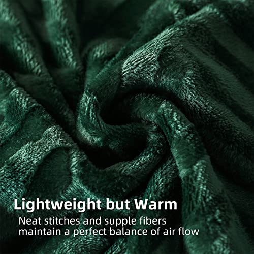 Queen Size Emerald Green Flannel Fleece Bed Blanket 90x90 Inch