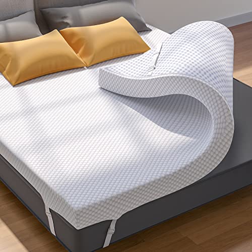 PERLECARE 3-Inch Gel Memory Foam Mattress Topper - Queen Bed Soft Cooling Pad