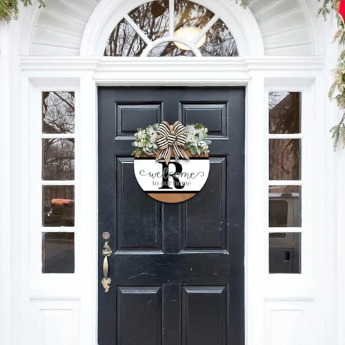Initial Letter Front Door Wreath with Eucalyptus for Farmhouse Decor