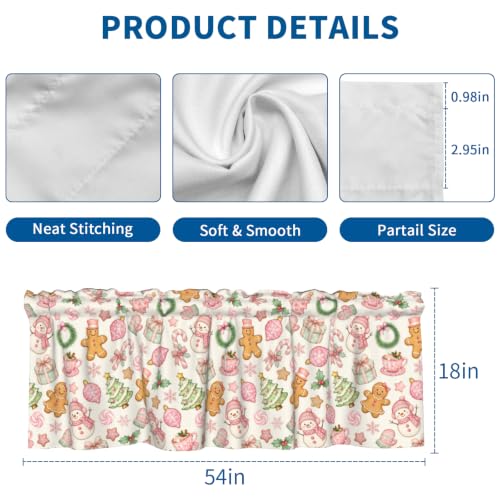 54x18 in Xmas Gingerbread Valances, 2 Pack - Wualmondor Kitchen Decor