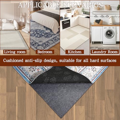 Waterproof Non-Slip Rug Pad 5x7 ft - 1/8" Thick Felt Floor Cushion