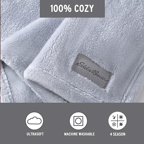 Eddie Bauer - Blanket, Super Soft Reversible Sherpa & Brushed Fleece Bedding, Throw Blankets for Couch, Ideal for Lounging (Ultra Lux Solid Grey)