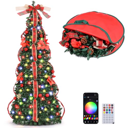 Quntis 6FT Pop Up Christmas Tree with Smart RGBIC LED Lights & Music Sync