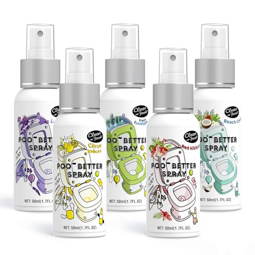 Toilet Odor Eliminator Spray, Travel-Size Bathroom Freshener Set (5 Pack)