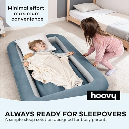 Inflatable Toddler Travel Bed with Safety Bumpers, 61x34 Inch Air Mattress