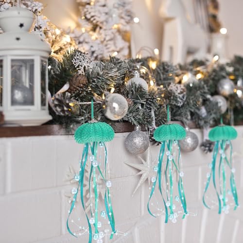 Namalu Green 6 Pcs Jellyfish Christmas Ornaments Ocean Themed Decorations