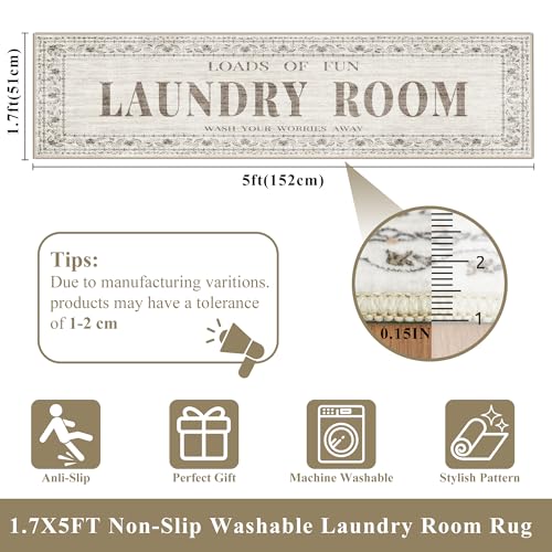 20"x60" Non-Slip Laundry Room Rug - Washable Stain Resistant Runner Mat