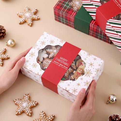 Gueevin 12 Pcs Christmas Cookie Boxes Gift Set, 8.5 x 5.75 x 2.75 in, Vintage Designs (12 Count / 4 Styles)