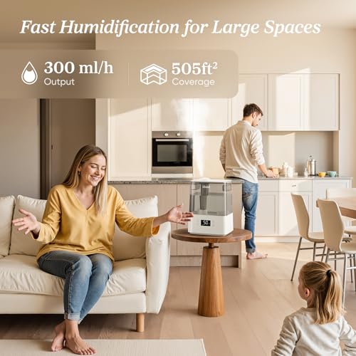 Smart Cool Mist Humidifier for Bedroom Large Room 6L 60H Runtime