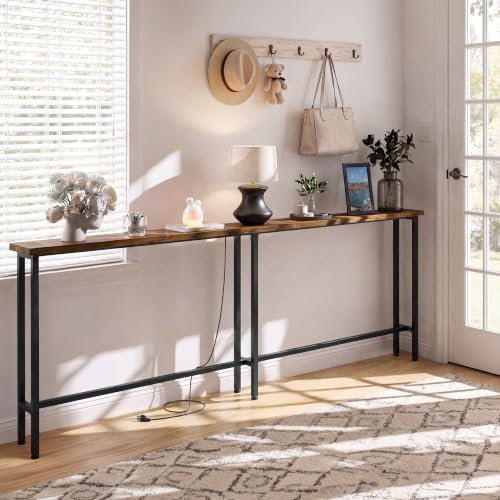 70-Inch Long Sofa Table with Built-in Power Strip and USB Charging Ports