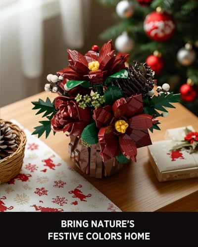 Nifeliz Poinsettia Flower Building Set NF10347 – DIY Floral Display Kit