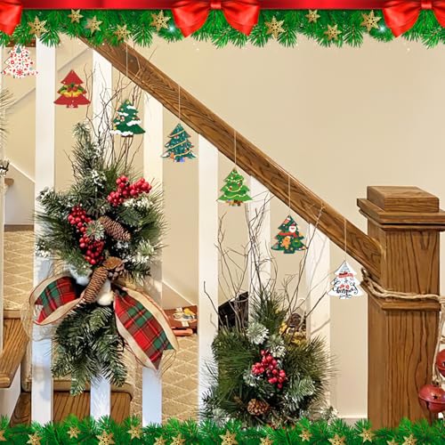 Sophena Christmastree Wooden Ornaments to Paint 3.5 Inch Unfinished DIY Christmas Holiday Decorations, 24PCS