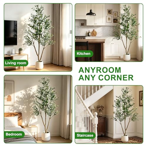 6FT Artificial Olive Tree with Warm Lights and Planter