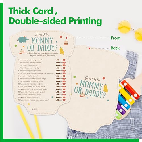 55PCS Guess Who Mommy or Daddy Baby Shower Game Cards - Gender Neutral