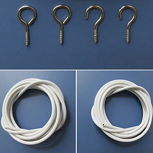 13ft White Curtain Wire Hanging Cord with Adhesive Hooks and Eyes