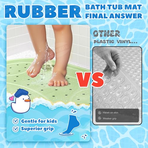 Non-Slip Rubber Baby Bathtub Mat - 30"x18" Frog Design Shower Mat