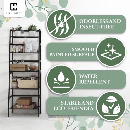 4-Tier Bamboo Ladder Shelf, Freestanding Storage Rack and Plant Stand
