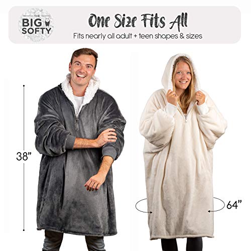 Oversized Wearable Hoodie Blanket with Zipper, Comfy Fleece Loungewear
