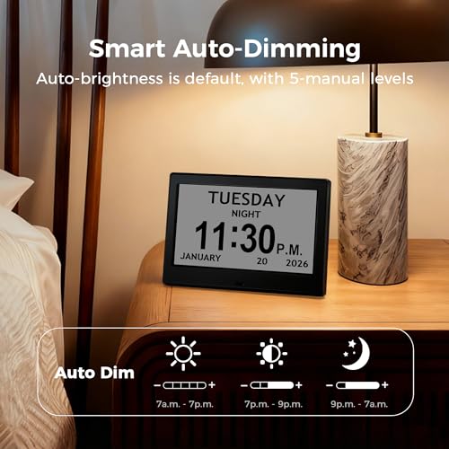 7-Inch Digital Calendar Clock for Seniors, Dementia & Memory Loss Support