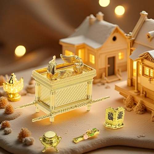 Ark of the Covenant Model Replica with Aaron's Rod, Manna & Stone Tablets