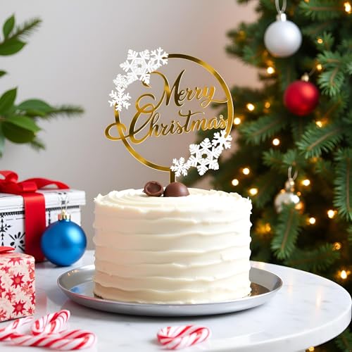 Acrylic Christmas Cake Topper - Merry Holiday Hat for Birthday, Baby Shower & Party