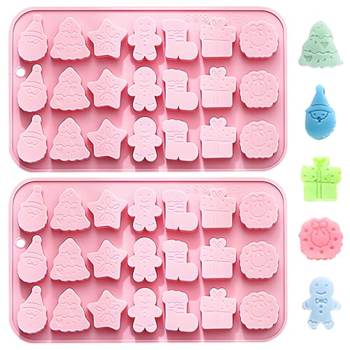 Fchil Christmas Silicone Candy Molds 18-Cavity 2 Pack Pink - QY247 Variation