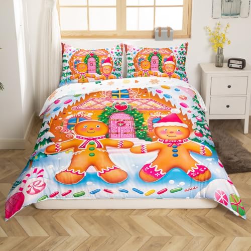 Feelyou Kids Pink Christmas Duvet Cover Set Queen Size Pattern 119 - Boys Girls Holiday Bedding