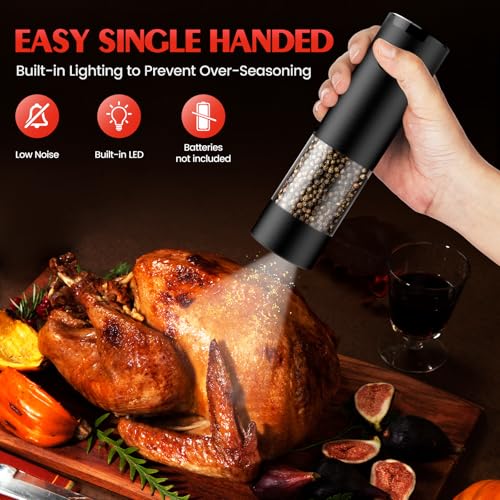 Electric Salt and Pepper Grinder Set with LED Light & Adjustable Coarseness