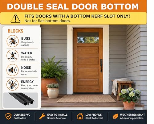 36-Inch Kerf Door Sweep [2 Pack] – Dual Air Tube & Vinyl Fin Weather Stripping