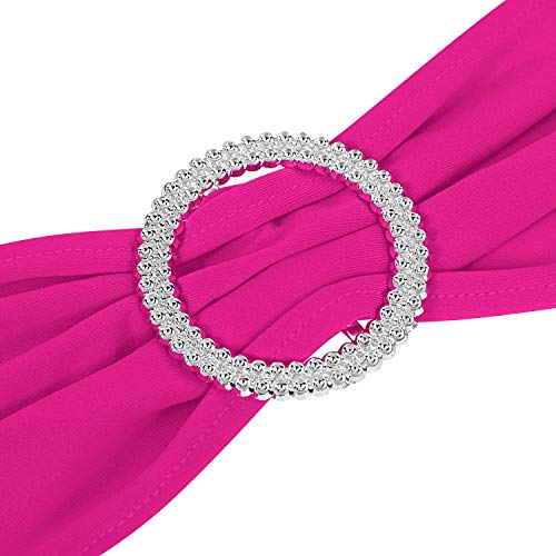 50pcs Fuchsia Spandex Chair Sashes with Buckle Slider for Parties