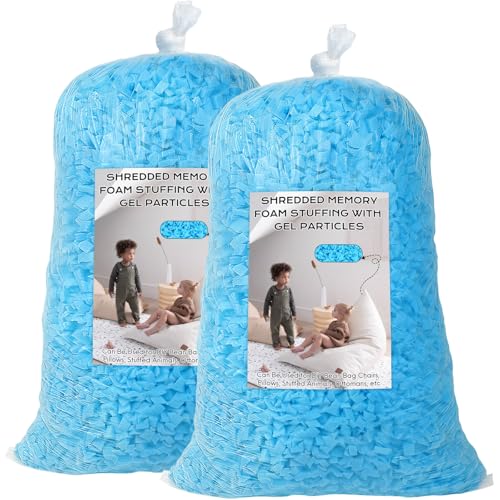 Garifon 10lbs Blue Shredded Memory Foam Bean Bag Filler - Comfortable & Supportive