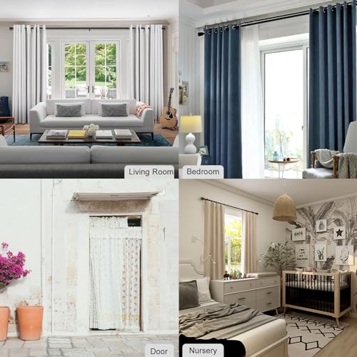 Byondeth Heavy Duty Adjustable Curtain Rod 16 to 144 Inches Black