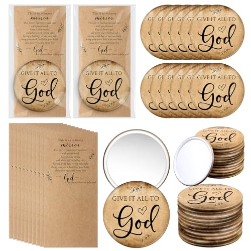 50 Sets Christian Gifts for Women Pocket Mirrors - includes 50 cards & 50 gift bags