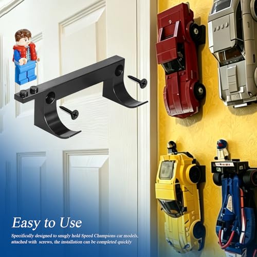 12-Piece Wall Mount Display Set for Brick Car Models and Minifigures