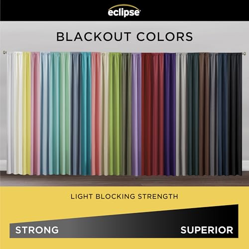 ECLIPSE Andover Solid Tripleweave Thermal Blackout Grommet Curtains for Bedroom (2 Panels), 42 in x 84 in, Beige