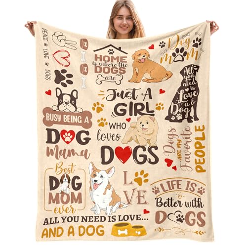 Dog Lovers Gifts for Women – Just A Girl Who Loves Dogs Throw Blanket 50x60 (AJIIUSV) – Perfect Dog Mom Gift