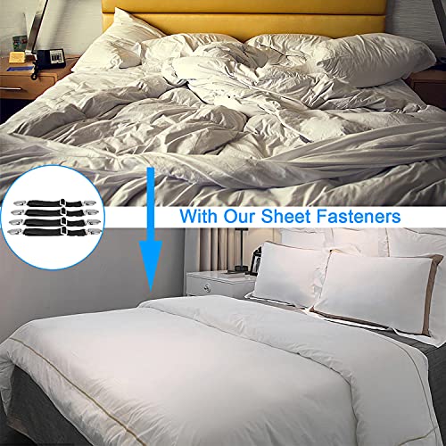 Adjustable Bed Sheet Fasteners - 4-Piece Elastic Straps & Mattress Grippers