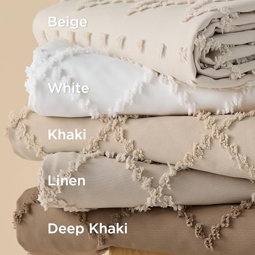 Boho Duvet Cover Set Queen - Soft Tufted Texture, 3-Piece