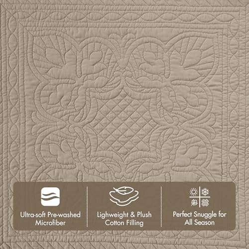 6-Piece Coastal Damask Quilted Daybed Cover Set with Scallop Edge