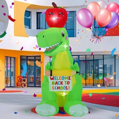 6FT Back to School Dinosaur Inflatable Decoration with LED Lights