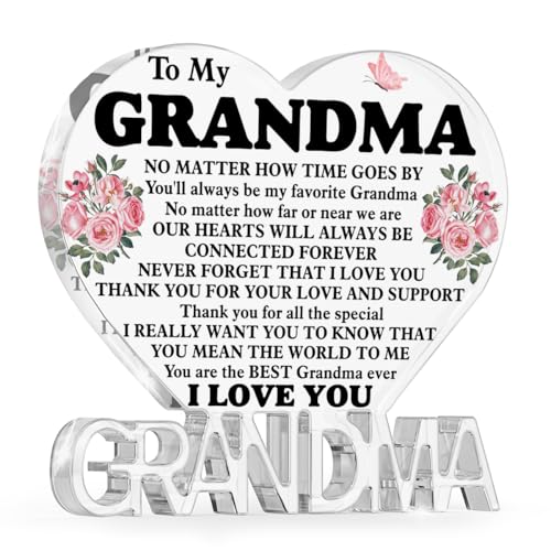 Granddaughter & Grandson Gift - Grandmother Ever Heart Acrylic Sign Plaque