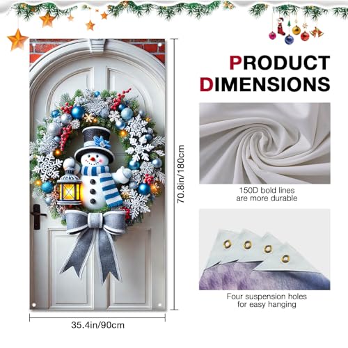 BlissYard Gnome Door Cover 35x71 Inch Snowman Banner for Christmas Door Decor