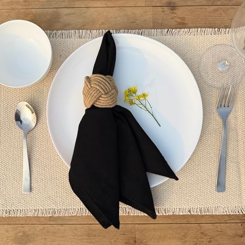 Cotton Cloth Dinner Napkins 18x18 Inches, Black - Pack of 12