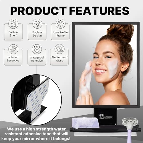 ToiletTree Products Fogless Shower Mirror - Anti-Fog Adjustable