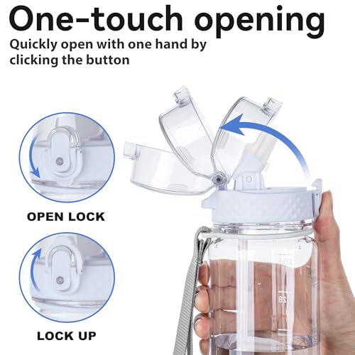 32oz Motivational Water Bottle with Time Marker & Straw