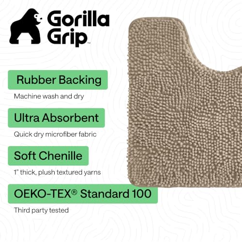 2-Piece Chenille Bath Rug Set, Absorbent Microfiber Bathroom Mats