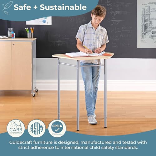Adjustable Height Standing Desk for Kids and Adults - Birch Wood Tabletop