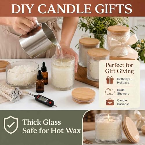12-Pack 10 oz Thick Glass Candle Jars with Airtight Lids