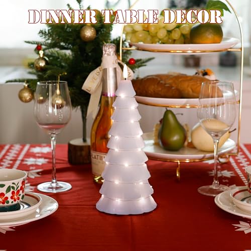 JOIONE White Flameless Christmas Tree Candles with Remote & Flickering Flame - Large Battery Operated LED Decor