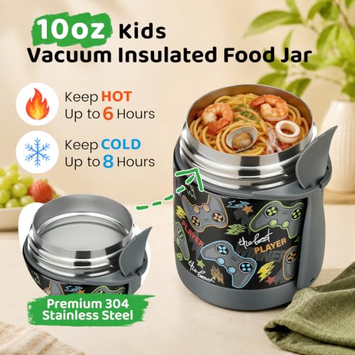 Kids Insulated Food Jar 10oz Stainless Steel Vacuum Soup Thermos with Spoon